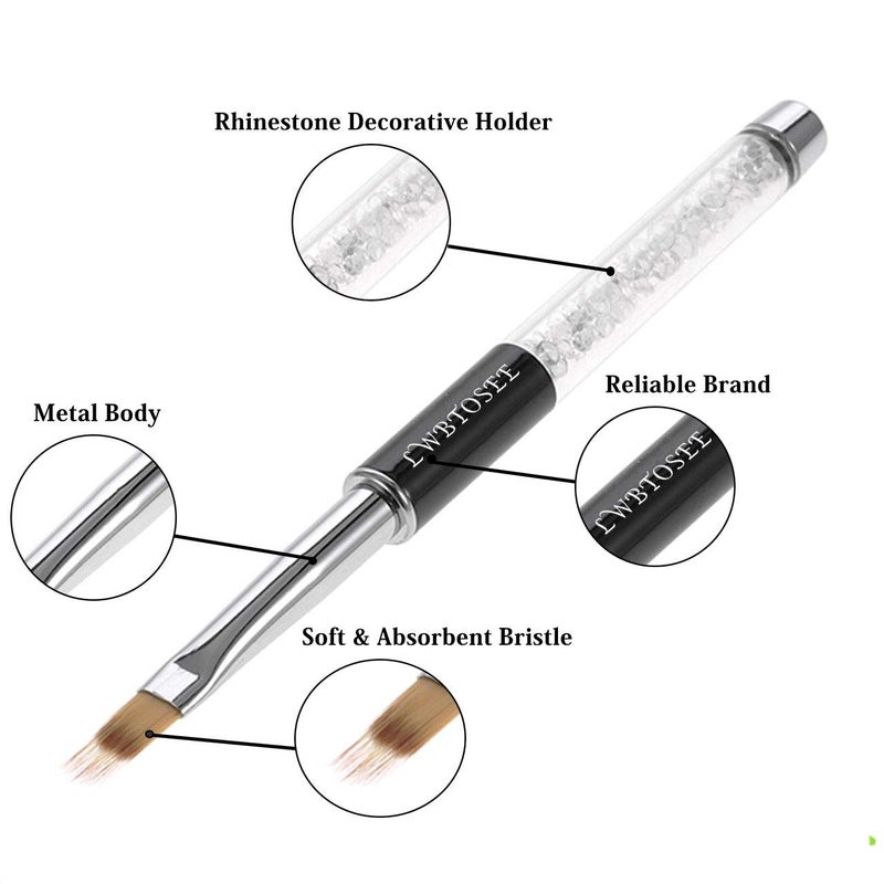 LWBTOSEE 2pcs Ombre Nail Brush for Nail Art Gradient Painting Rhinestone Handle Drawing UV Gel Pen Manicure Nail Art Brush Tool (Black&White) - Image 5